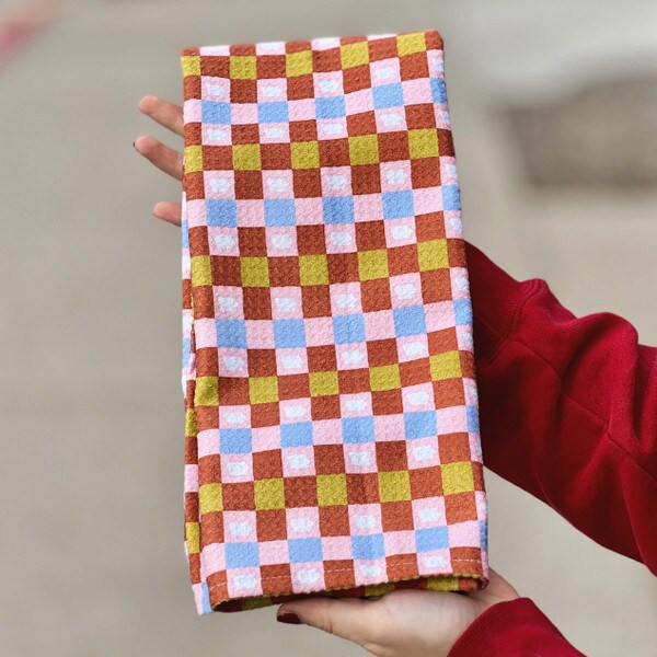 State of Iowa Check Waffle Microfiber Towel (18"x20")